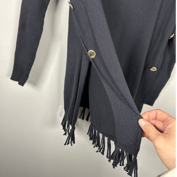 Lily Pulitzer Ramona Navy Cotton Blend Fringe Long Sleeve Sweater Women's XS - Picture 6 of 10